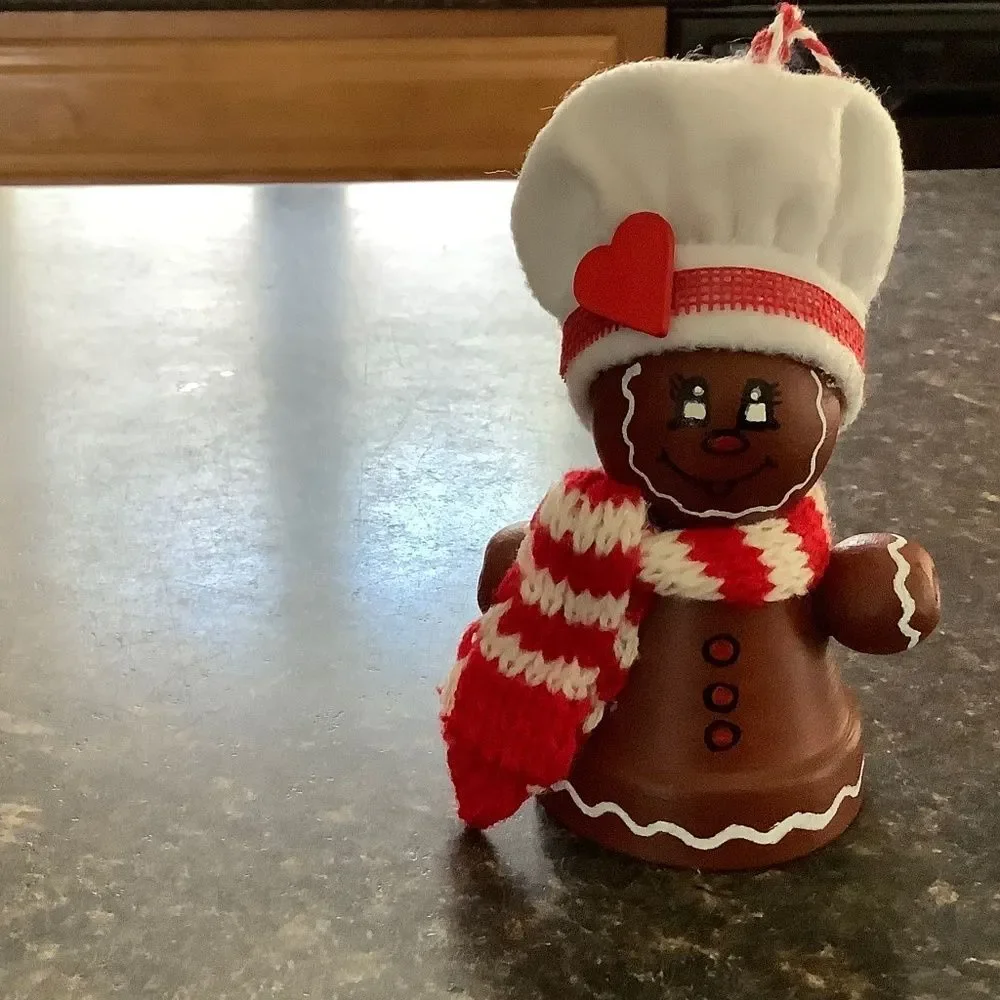 Hand crafted Christmas ornament gingerbread clay pot